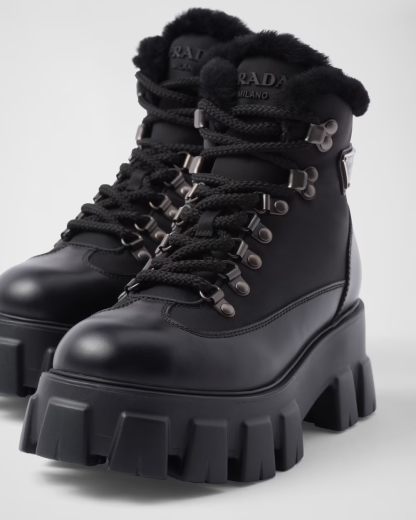 Monolith leather and Re-Nylon booties